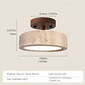 cheap Ring &amp; Round Design-Farmhouse Hallway Ceiling Light Fixture Natural Stone Ceiling Light Mid Century Modern Semi Flush Mount Ceiling Light  LED Close to Ceiling Light for Corridor Porch Bathroom Kitchen