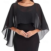 voordelige Cape-Damesomslag Bolero Moeder Wraps Bruids Wraps Wraps voor bruiloftsgasten Elegant Dames Formele Stijl Mouwloos Chiffon Bruiloftsomslagen Met Pure Kleur Voor Dagelijks Lente zomer