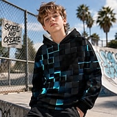 cheap Boy's 3D Vision &amp; Geometry-Boys' 3D Graphic Geometric Hoodie Pullover Long Sleeve 3D Print Summer Spring Sports Fashion Streetwear Kids 4-12 Years Hooded Casual Daily Outdoor Regular Fit
