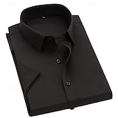 Недорогие Men's Dress Shirts-Men's Shirt Dress Shirt Button Up Shirt Plain Daily Business Light Blue Black White Pink Short Sleeve Turndown Spring All Seasons Clothing Apparel