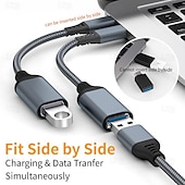 cheap Cell Phone Cables-2 Pack USB C to USB 3.0 Adapter OTG Cable, 5Gbps Super Speed Type-C Male to USB-A Female Braided Converter Compatible with MacBook Pro, iPad Pro, Samsung Galaxy S26 S25 Pro Max, Flash Drive, Keyboard