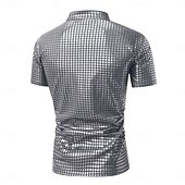 ieftine Topuri-Retro / vintage Discotecă Anii 1980 Tricou Tricou POLO Mâneci scurte Disc Metalic strălucitor Metalic cadrilat Costume de fancy Bărbați Carnaval Petrecere Măr Adulți Cămașă Primavara vara