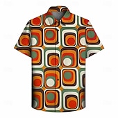  Retro / vintage Hipisowskie 1970 Koszula Krótkie rękawy Hipisowskie Geometryczny Retro Strój na bal maskowy Męskie Festiwal Muzyczny Impreza Dzienne zużycie Dla dorosłych Koszula Wiosna i lato