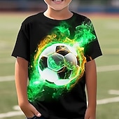 baratos Menino 3D Esportes &amp; Jogo-Para Meninos 3D Gráfico Futebol Americano Camisetas de futebol Camisa Camiseta Manga Curta Impressão 3D Verão Primavera Esportes Moda Roupa de rua Infantil 4-12 anos Gola Redonda Casual Diário Ao ar