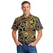  Retrò Vintage Hippie Anni '70 Camicia Maniche corte Hippie Paisley Etnico Costume Per uomo Festival Musicale Feste Abbigliamento quotidiano Adulti Camicia Primavera & Estate