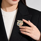 Herdenkingsbroche voor heren ter gelegenheid van het 250-jarig jubileum &Dames, patriottische, met strasssteentjes bezette corsagespeld van zinklegering, ideaal accessoire voor kleding, blazers en