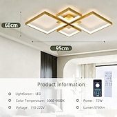 voordelige Dimbare plafondlampen-Moderne dimbare led-plafondlamp met afstandsbediening, 4 lichtpunten, aluminium armatuur voor binnenverlichting in woonkamer, slaapkamer, eetkamer, kantoor en keuken, 110-240V.