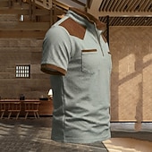 cheap Men's Classic Polo-Men's Waffle Polo Shirts Polo Shirts Daily Outdoor Quarter Zip Short Sleeve Fashion Basic Color Block Zipper Lightweight Summer Spring Tailored Fit Black White Navy Blue khaki Gray Waffle Polo Shirts