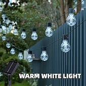olcso Napelemes-napelemes kültéri kemping hangulatvilágítás 5m 20leds 8 világítási mód napelemes gömb alakú fényfüzér ünnepi esküvői parti kerti erkélydekorációs lámpa
