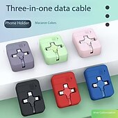 economico Cavetti per cellulari-Confezione da 2 cavi di ricarica retrattili 3 in 1 con supporto per telefono, cavo di ricarica multi USB per iPhone, tipo C, micro USB, colori macaron, cavo di ricarica da viaggio portatile