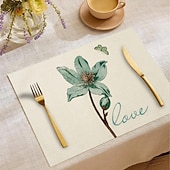Χαμηλού Κόστους Placemats &amp; Coasters &amp; Trivets-Τραπεζομάντιλο με πεταλούδα ίριδας τεσσάρων εποχών, ορθογώνιο κάλυμμα τραπεζιού από 100% πολυεστέρα, σχέδιο με λουλουδάτο μοτίβο πεταλούδας, πλένεται στο πλυντήριο, ανθεκτικό στη θερμότητα,