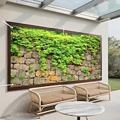 preiswerte Wandteppiche-Rustikale Steinmauer, grüner Efeu, Kletterblätter, natürliche graue Felsen, realistische Textur, Garagentor-Banner, Außenkulisse, Wandteppich für Garten, Hof, Terrasse, Zaun, Heimdekoration
