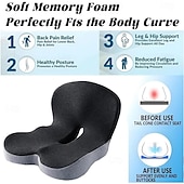 cheap Car Seat Covers-Ergonomic Memory Foam Seat Cushion - Orthopedic Chair Pad for Office Chair, Tailbone &amp; Coccyx Pain Relief Seat Pillow for Car, Gaming Chair, Wheelchair, Breathable Cover, Non-Slip