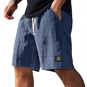 cheap Casual Shorts-Men's Shorts Summer Shorts Beach Shorts Casual Shorts Jacquard Pocket Elastic Waist Jacquard Comfort Breathable Knee Length Casual Outdoor Beach Vacation Fashion Blue Black Micro-elastic