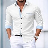Χαμηλού Κόστους Ανδρικά πουκάμισα με κουμπιά-Ανδρικά Πουκάμισο Επίσημο Πουκάμισο Πουκάμισο με κουμπιά Μη σιδερένιο πουκάμισο Συνδυασμός Χρωμάτων Causal Καθημερινά Θαλασσί Λευκό Ροζ Χακί Μακρυμάνικο Απορρίπτω Άνοιξη Άνοιξη &amp; Χειμώνας Ρούχα