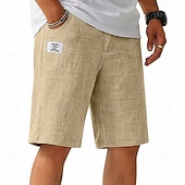  Per uomo Shorts Shorts di Lino Pantaloncini Estivi Pantaloncini casual Coulisse Elastico in vita Semplice Leggero Traspirante Lunghezza al ginocchio Quotidiano All'aperto Ferie Vacanza Moda Blu Nero