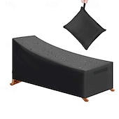 billiga Utemöbelöverdrag-Vattentätt överdrag till schäslong i uteplatsen, 2-pack överdrag till poolstolar för stapelbara dynor och utemöbler, 200 x 76 x 61 cm h, svart