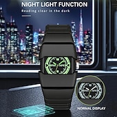 cheap Quartz Watches-Men's Futuristic Sports Watch with Luminous Glow in the Dark Dial, Tactical Rectangular Quartz Wrist Watch with Integrated Silicone Strap, Night Light Function, Cool Fashion Gift for Men Boys