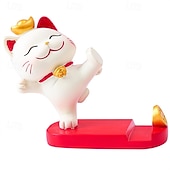 abordables Soporte para móvil-Soporte para smartphone con forma de gato de la suerte, adorable figura kawaii de maneki neko, soporte para teléfono de escritorio, soporte portátil para celular, decoración de oficina, regalo de
