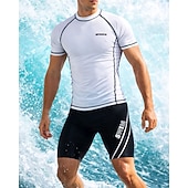 halpa Miesten Surffivaatteet-Miesten Normaali 2-osainen ihottumasuoja Surffauspaita Uimapukushortsit Tilkkutäkki Polvipituinen jalka UV-aurinkosuojaus Nopea kuivuminen Hengittävä Lyhythihainen Uima-asut Lainelautailu Vesiurheilu