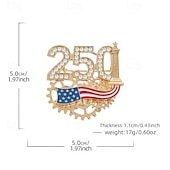 お買い得  Acessórios para festa-アメリカ建国250周年記念ブローチ2個セット、アメリカ建国250周年記念愛国ピン（1776-2026）、ラインストーンクリスタルアメリカ国旗ラペルピン、独立記念日記念ジュエリー、ゴールドトーンのお土産ギフト