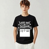 cheap Boy's 3D Funny Humor-100% Cotton Kids Boys' Black White Graphic Quotes &amp; Sayings T shirt Blouse Crew Neck Short Sleeve Outdoor Dailywear Fashion Streetwear Designer Printing Summer