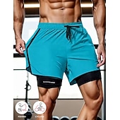 cheap Casual Shorts-Men's Shorts Casual Shorts Athletic Short Pocket Elastic Waist 2 in 1 Plain Solid Quick Dry Breathable Short Daily Outdoor Gym Sports Sport Blue Black Micro-elastic