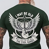 cheap Music &amp; Instrument Graphic T shirts-Men's I May Be Old But I Got To See All The Cool Bands Electric Guitar Wings Shield Retro Rock N Roll Music Lover T Shirt Graphic Crew Neck Regular Fit Casual Concert Designer Clothing Apparel S M L X