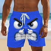 preiswerte Retro Vintage &amp; Ethik-Herren 3D Zeichentrick Lustig Wütendes Gesicht Badehosen Badeanzüge Badeshorts Boardshorts Mittlere Taille Retro Vintage Strandurlaub Seitentaschen Netzfutter Elastischer Kordelzug in der Taille