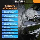 preiswerte Luftreininiger fürs Auto-2-teiliges Motorrad-Lenkeruhr- und Thermometer-Set, wasserdichte Chrom-Quarzuhr &amp;Temperaturanzeige für 7/8"- und 1"-Lenker, universell passend für Cruiser- und Chopper-Motorräder, schwarz oder silber