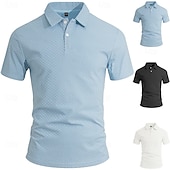  Homens Pólo Camisas Polo Casual Rua Lapela Manga Curta Básico Moderno Tecido Leve Botões Verão Primavera Normal Preto Branco Azul Claro Pólo