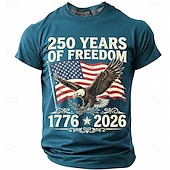  4. Juli 2026 250. Herren Lustig T Shirt Kurzarm T-Shirt 3D-Druck Rundhalsausschnitt Hemd Mode Designer Einfach Lässig Täglich Party Wasserblau Sommer Frühling Bekleidung S M L XL XXL XXXL