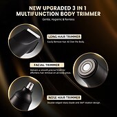 お買い得  家庭用器具-3 in 1 メンズ電気シェーバー、ひげ用プロ仕様グルーミングキット &amp;鼻毛トリマー、USB充電式シェービングマシン（LEDディスプレイ付き）、コードレスポータブル顔脱毛ツール、彼氏彼女への理想的なギフト