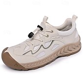 cheap Casual Sneakers-Men's Beige Outdoor Sneakers with Cutout Design and Lightweight Cushion Sole, Breathable Lace-Up Walking Shoes for Men, Ideal for Travel, Hiking, Outdoor Leisure and Everyday Casual Wear