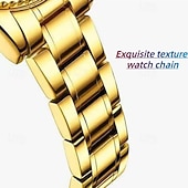 baratos Relógios Quartz-Relógio feminino de luxo, com bisel de diamantes, em aço inoxidável dourado e rosé, elegante e moderno, com janela de dia e data, joia à prova d'água para presentear sua mãe ou esposa.