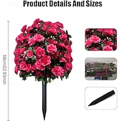 cheap Artificial Flower-Artificial Azalea Flower with Ground Stakes, 23" UV Resistant Fake Azalea Garden Stake, Faux Greenery Shrubs for Outdoor Porch, Patio, Wedding, Party Decor, Durable, Easy-to-Install Garden Accessory