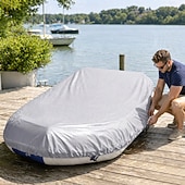 cheap Patio Furniture Covers-Kayak Rubber Boat Cover Waterproof UV Sun Dust Protection Inflatable Boat Dinghy Cover Storage Fit 12-17ft Boat Protection Cover Black S Length 380cm