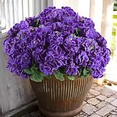  6 חבילות פרחים מלאכותיים גרניום לקישוט חיצוני, פרחי גרניום משי במראה עמיד בפני UV צמחים מלאכותיים אמיתיים לדלת הכניסה גינה מרפסת עציץ פטיו מרפסת חצר בית מקורה