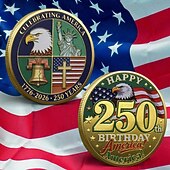 abordables 250 Aniversario de los EE. UU.-Moneda conmemorativa del 250 aniversario de EE. UU., moneda coleccionable patriótica, águila &amp;libertad &amp;Diseño de bandera, moneda conmemorativa, metal duradero, recuerdo histórico para exhibición