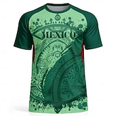 Herren-Fußballtrikot im Azteken-Stil, inspiriert von Mexiko, sportliches Sommer-Kurzarmshirt, UPF 50+, schnelltrocknend, atmungsaktiv, 2026, Fußballfan-T-Shirt, Turnier, Fußball, Fitnessstudio,