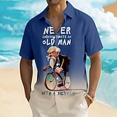 economico Camicia vintage-Per uomo Bicicletta Vecchio Uomo Gergo divertente Camicia Camicia Estiva Camicia con Bottoni Manica Corta Vintage Retrò All'aperto Vacanza al Mare Estate Primavera Collo ripiegato Stampa 3D Camicia