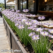 baratos Flor artificial-Conjunto de 7 flores artificiais para exterior e plantas bulbosas, réplicas em plástico de margaridas africanas e plantas rasteiras bulbosas, flores artificiais realistas de grama-cebola, adequadas