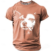 economico Magliette con stampa animale-Maglietta da uomo con chihuahua che fuma una sigaretta, streetwear grintoso, meme divertente, vestibilità regolare, stile thug life, cane cattivo, abbigliamento casual quotidiano firmato, taglie S, M,