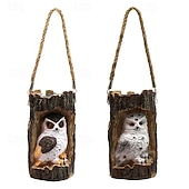 cheap Pathway Lights &amp; Lanterns-Outdoor Solar Waterproof Resin Animal Tree Stump Hanging Lanterns – Owl, Fox, Squirrel, Tree Hole, Santa Claus Decorative LED Lights for Garden, Yard, Lawn, Pathway, Patio – Ambient Landscape Lighting