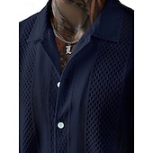 cheap Men's Smart Casual Shirts-Men's Shirt Casual Shirt Button Up Shirt Jacquard Shirt Black White Pink Navy Blue Apricot Short Sleeve Plain Shirt Collar Casual Daily Clothing Apparel Elegant Fashion Casual