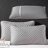 baratos Textured lance travesseiros-Capa de travesseiro acolchoada e impermeável, à prova de derramamentos, macia e respirável, com zíper, para cama, ideal para quarto e casa.