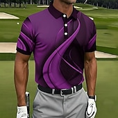 Недорогие Мужское гольф-поло-Муж. геометрический Гольф Спортивные рубашки поло Футболки поло Рубашки с воротником На каждый день Одежда для спорта и отдыха Пуговицы Весна лето Синий Черный Розовый