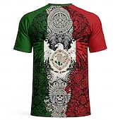  Herren-Fußballtrikot im Azteken-Adler-Design, inspiriert von Mexiko, sportliches Sommer-Kurzarmshirt, UPF 50+, schnelltrocknend, atmungsaktiv, 2026, Fußball-Fan-Shirt, Turnier, Fußball, Fitnessstudio,