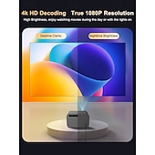 baratos Projetores-Projetor inteligente 4K com Android 13, projetor nativo para home theater com resolução 1080p e foco automático. &amp;Correção trapezoidal automática, Wi-Fi 6, Bluetooth 5.4, chip Amlogic T950S, projetor