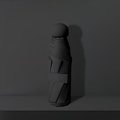 billige Paraplyer-Sammenleggbar kapselparaply med seks ribber, svart, UV-bestandig, ultralett, egnet for både regn og solskinn, UPF50-tilbud, for daglig pendling, shopping, korte turer, reise, piknik
